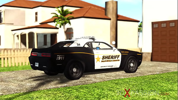 Image Sheriff. Episode 3. Fuck machine and sexy busty brunette in cuffs in the basement