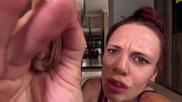 Image Slut degrades her fagot boyfriend cuckold pov cum on face