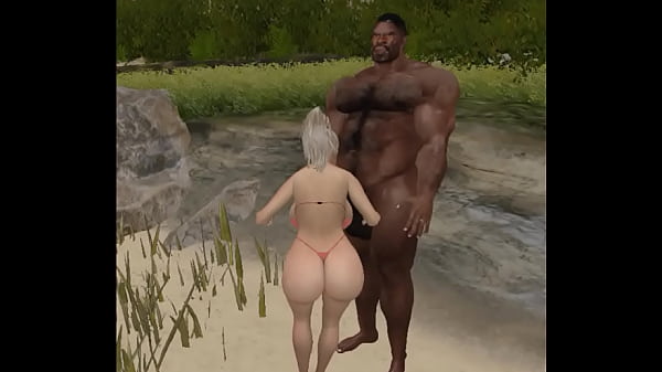 Image lucky beach bimbo gets lucky encounter with muscular, aggressive nigr bull