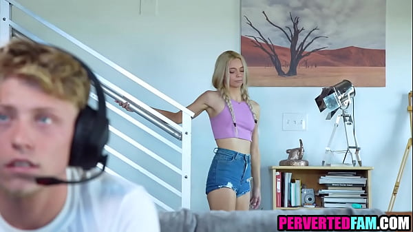 Image Step sister distracts step brother from playing video games
