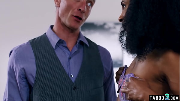 Image Petite ebony babe Olivia Jay fucking hard her old lovers big white cock
