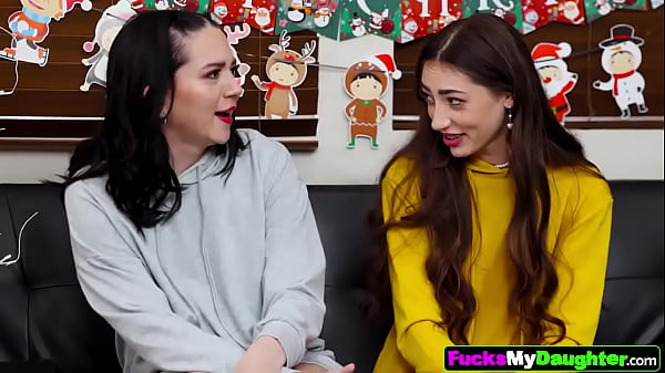 Image Horny cousin and sexy stepdaughters fuck the stepfather's big cock and ride him like bitches until he cums and they swallow his cum.