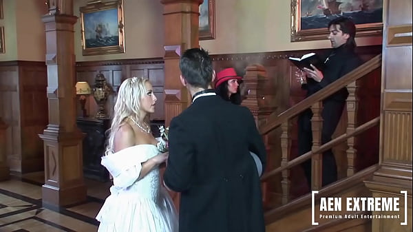 Image Just married bride Savanah Gold fucked by her new hubby Steve Hooper while the officiating priest gets some pussy of his own