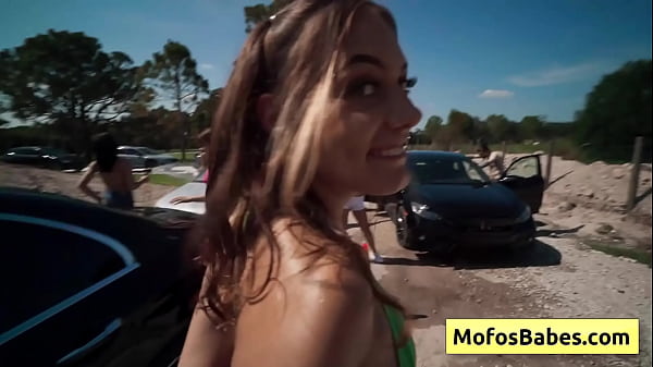 Image Horny blonde teen with amazing natural big boobs fucked hard at a carwash fundraiser - JC Wilds, Johnny Love