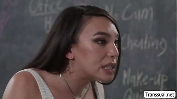 Image Mad TS stepdaughter rides teacher stepdads cock
