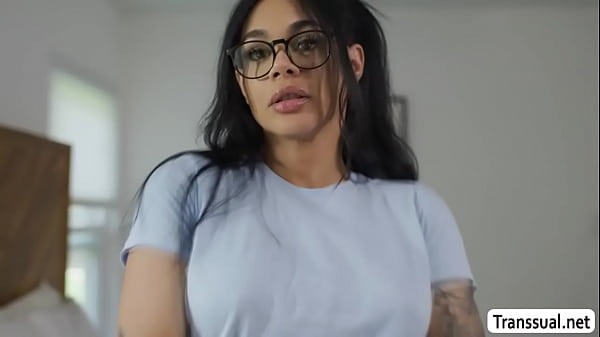Image Busty TS gives her neighbor the time of his life