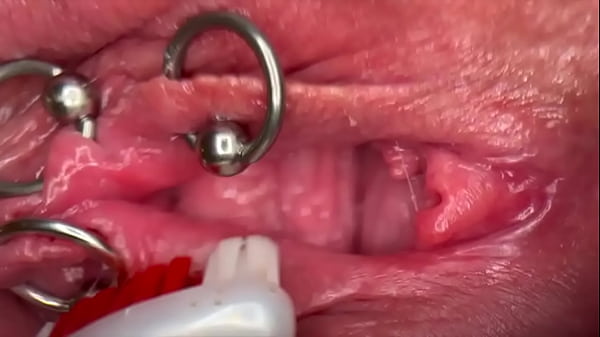 Image Really Close Up Macro my Pierced Clit and Pussy until get Very Wet and PEE go to inside my Pussy