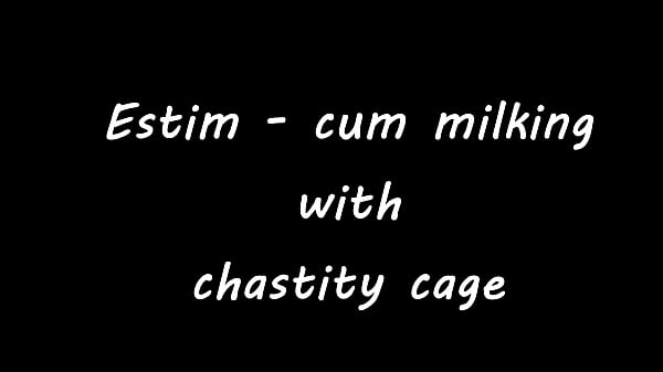 Image Estim - cum milking  with  chastity cage