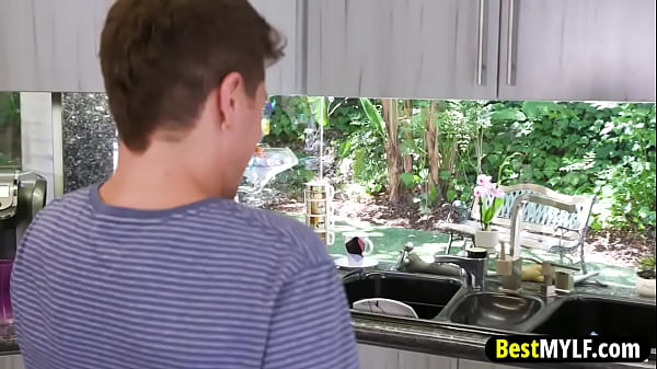 Image Horny stepmother gives up her body so her stepson can have a good birthday, he pounds her wet and hot pussy until he pours out his cum.