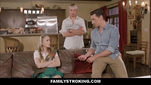 Image FamilyStroking - Petite Blonde Stepdaughter Scout Shows Stepdad And Stepbrother How She Makes Income - Athena Fleurs
