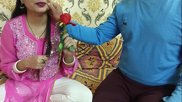 Image Indian beautiful husband wife celebrate special Valentine week Happy Rose day dirty talk in hindi voice saara give footjob