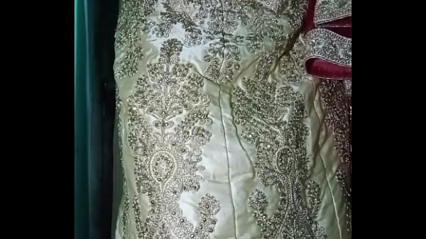 Image Indian gay Crossdresser Gaurisissy xxx sex in Golden Saree pressing his boobs and fingering his ass