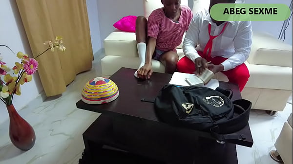 Image Ebony black African student seduce Step brother and received the Big black dick orgasm