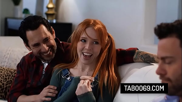 Image Hot redhead stepdaughter Madi Collins getting double penetrated by a social worker and her stepdad