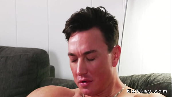 Image Muscle gay sucks big cock till cums on the sofa