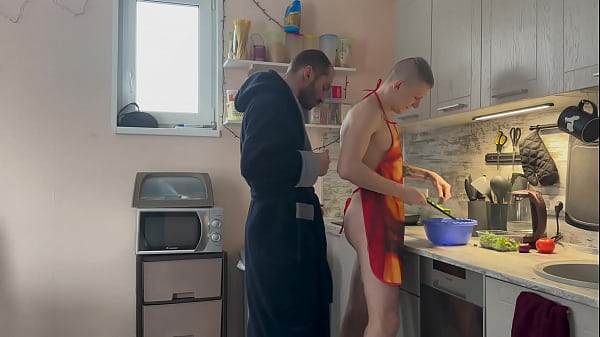 Image The stepfather found his stepson with a bare ass in the kitchen and fucked his tight ass right on the table - 437