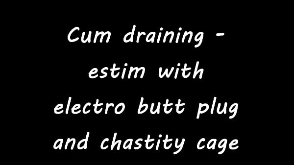 Image Cum draining - estim with electro butt plug and chastity cage
