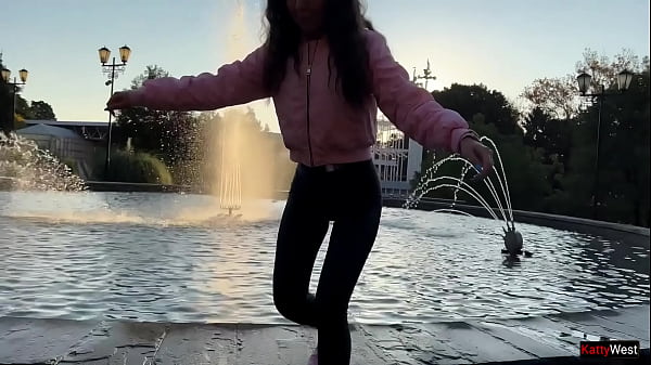 Image Katty West shows her tits in a public park. Public flashing