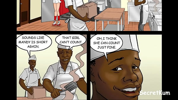 Image Hot and fast - Restaurant staff interracial Orgy in kitchen