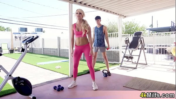 Image Beautiful Bree doing her daily workout routine but hger stepson has a huge morning wood