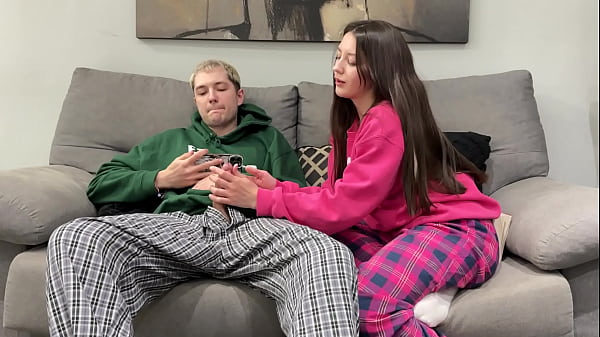 Image Step Brother Watch Porn and Jerk Off Next To Step Sister! But She Decide Handjob Him Instead Reading Boring Book