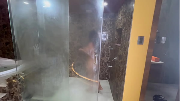 Image Naughty stepmother doesn't know that they are recording her in the shower, fucking her stepdaughter while her husband goes out