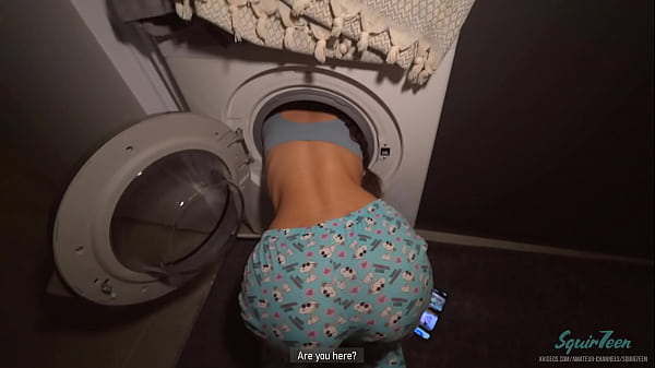 Image Hot teen got huge cream pie for getting stuck in washing machine