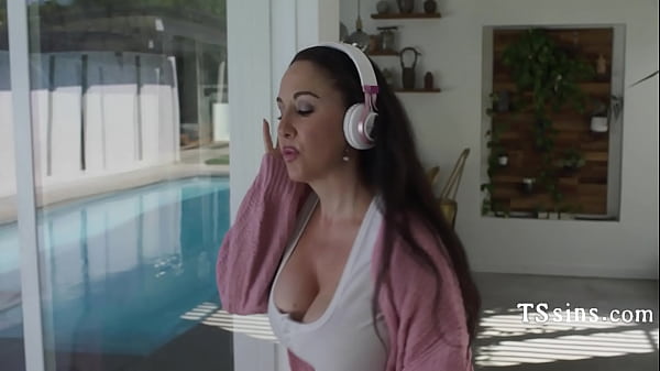 Image Incredibly HOT Big Tits TS Sneakily Fucked By The Plumber