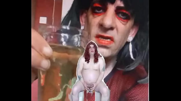 Image bisexual sissy male naked and exposed while taking a pee then swallowing it part 2