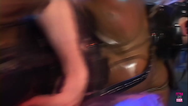 Image Blonde is tied up in a BDSM dungeon and watches her man fuck a girl