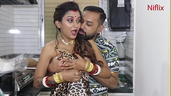 Image Young Newly Married Indian Wife Romantic Love Making In Kitchen