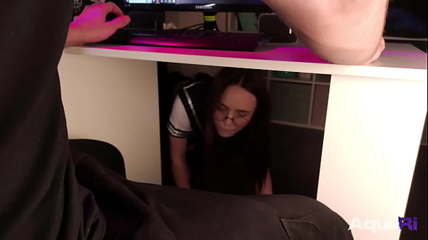 Image A gentle schoo-lgirl sucked a guy while he was working