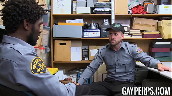 Image Tattooed hunk riding officers massive black dick