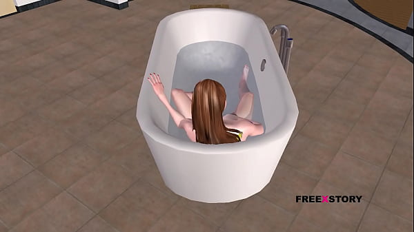 Image Cute 3D Babe Fingers Pussy in Steamy Bathtub &ndash_ Wet Animated Solo Bliss!