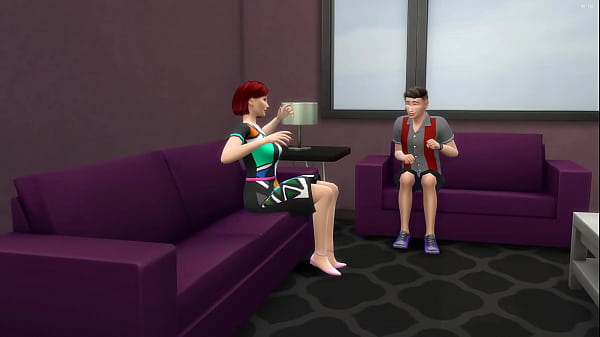 Image Stepmom catches her stepson masturbating on the sofa and offers to help him and fucks him but he impregnates her