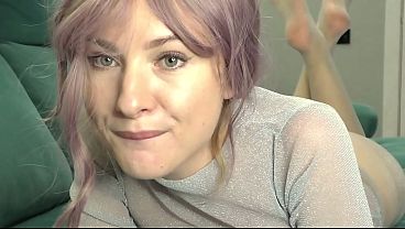 Image Horny Pink Haired Cutie Sensually Sucks Big Dick, Licking Balls and Swallows Cum