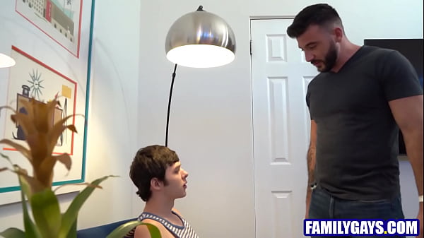 Image Stepson examining stepdad's cock
