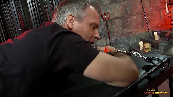 Image Slave gets free and fucks a stunning mistress with big tits after she is done spanking him with a paddle.