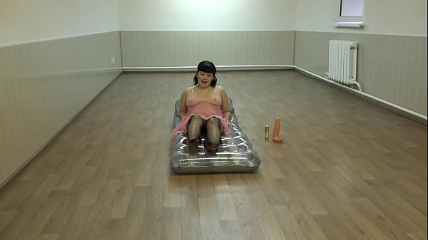Image Anal with a big dildo. MILF fucks her beautiful ass and fingers her hairy pussy on an inflatable beach mattress. Amateur fetish masturbation.