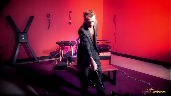 Image Hot babe in a latex top and high heels let her man eat her in his dungeon before drilling her.