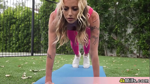 Image Long legged sporty golddigger wife wants to have a workout in peace but I have a better idea