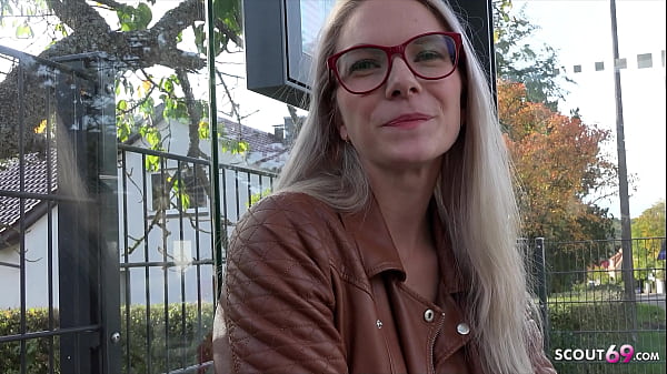 Image GERMAN SCOUT - Fit blonde Glasses Girl Vivi Vallentine Pickup and talk to Casting Fuck