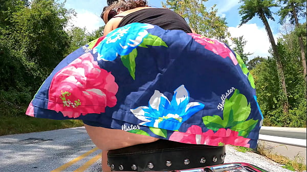 Image Butt plugged wife - motorcycle exhibitionist