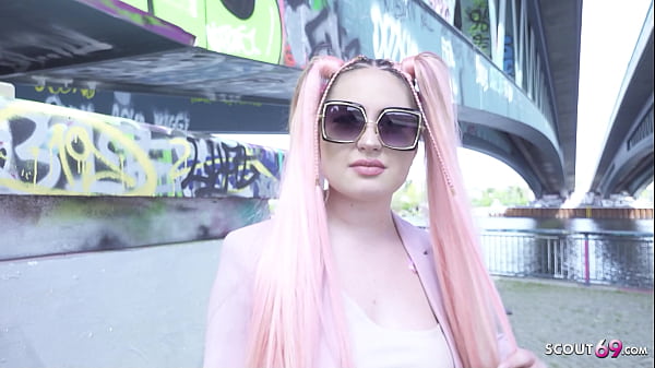 Image GERMAN SCOUT - Pink Hair Teen Maria Gail with Saggy Tits at Rough Anal Sex Casting