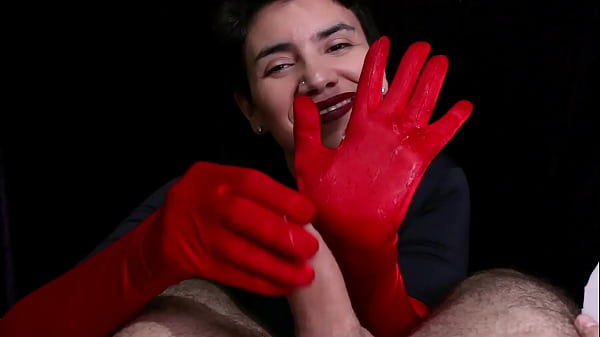Image Cum on red opera gloves