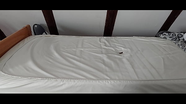 Image anal creampie with didlo on the mattress in bed and fuck the mattress with ejaculation a lot of sperm on it