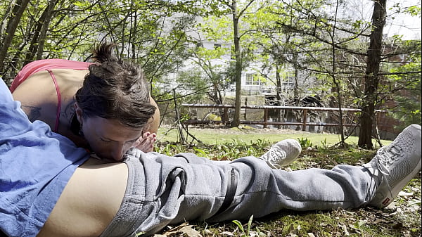 Image Trans Woman Deepthroats Cock in Public