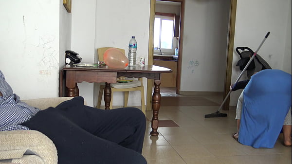 Image A Muslim maid is disturbed when she sees his big black German cock