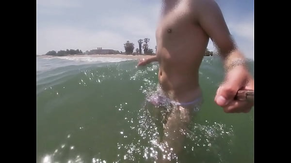 Image Beach people freak out when I get wet in shorts and thongs in the sea