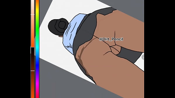 Image Digital Drawing of a girl in school uniform upskirt. Pussy from the back.